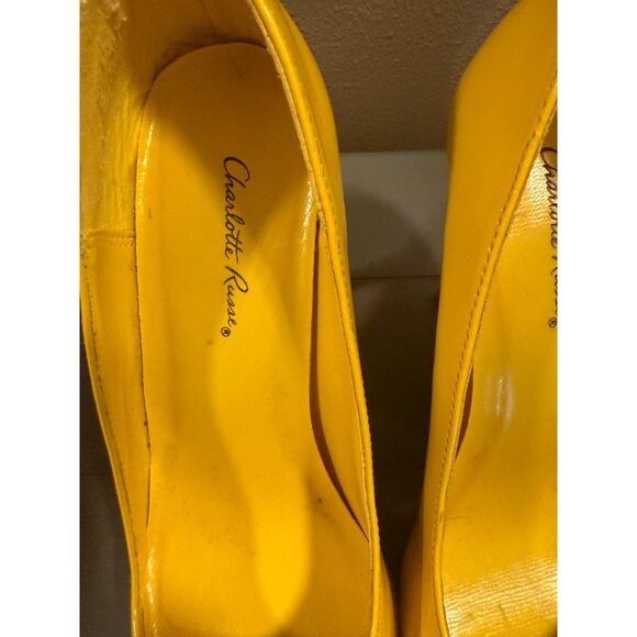 Charlotte Russe Pumps Yellow Patent Pointy Toe Womans 7 - Picture 5 of 8